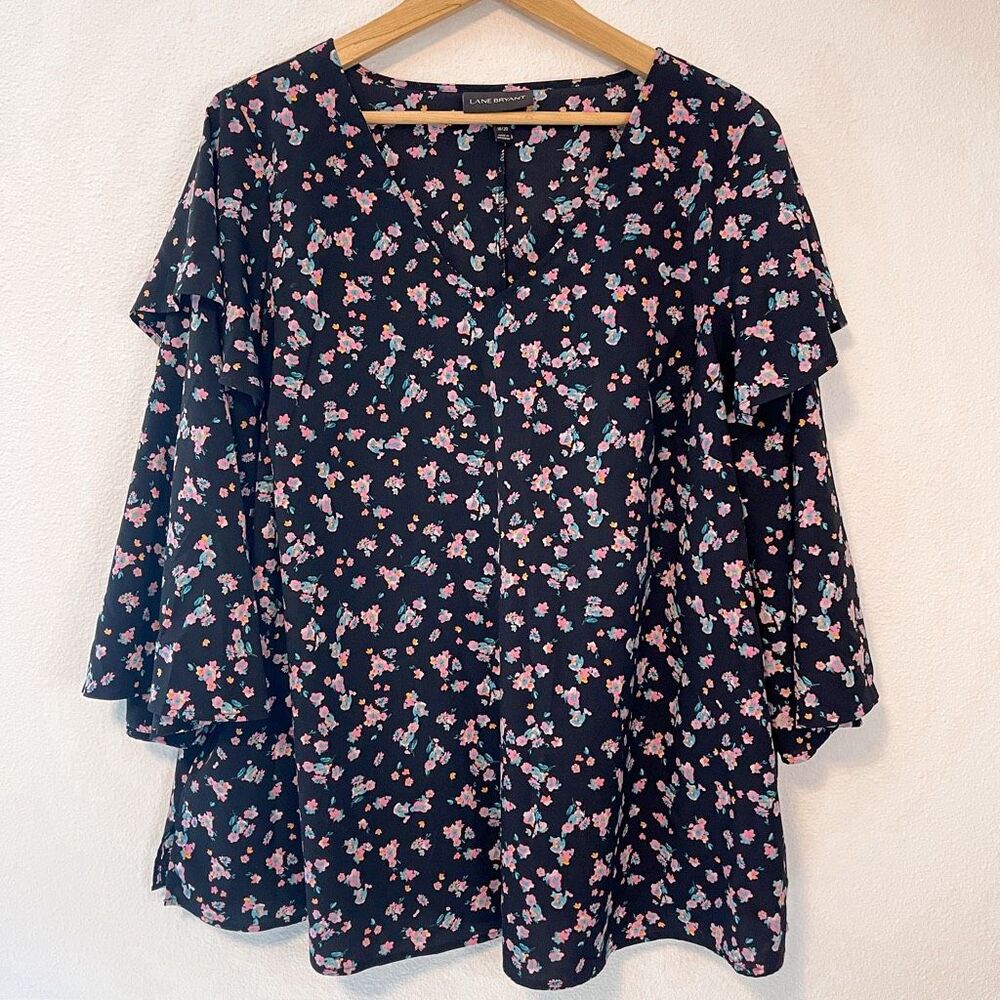 Lane Bryant Black Floral Blouse Size 18/20